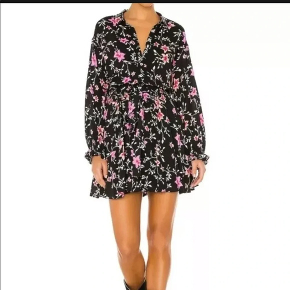 . FREE PEOPLE LIGHTEN UP BLACK COMBO MINI DRESS - Picture 1 of 4